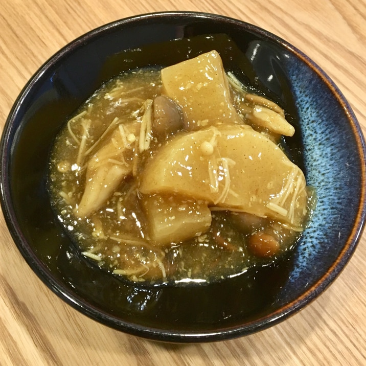 冷凍大根•冷凍三種キノコの和風カレー風味の煮物♪